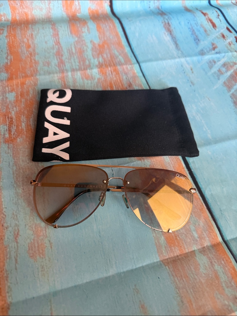 Quay Australia Aviator Sunglasses - Gold Frame with Brown/Amber Lenses